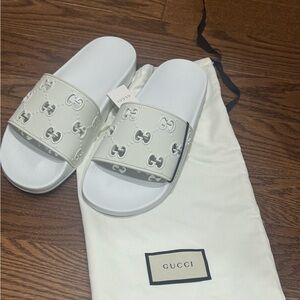 Gucci Ivory Logo Slide Sandals